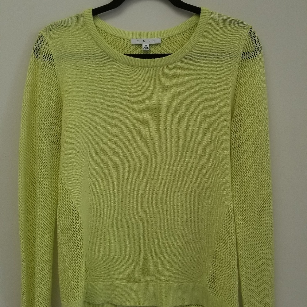 CAbi lightweight neon yellow green Pullover